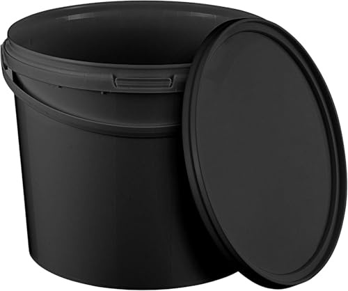 BenBow Eimer mit Deckel 5l schwarz 1x 5 Liter - lebensmittelecht, stabil, luftdicht, auslaufsicher, geruchsneutral - Aufbewahrungsbehälter aus Kunststoff, mit Henkel - leer