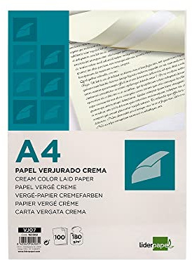 Liderpapel Papel verjurado Din A4 180g/m2 color crema paquete de 100 hojas