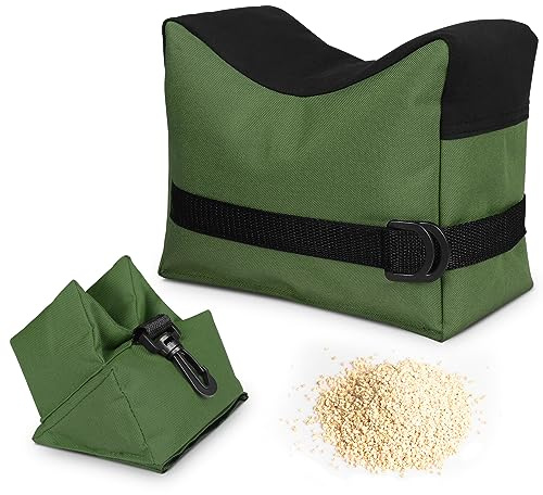 Twod Shooting Rest Bags,Filled Target Shooting Rests for Rifles Front & Rear Support Sandbags,Durable Bench Rest Bags for Sighting - Filled (Army Green)