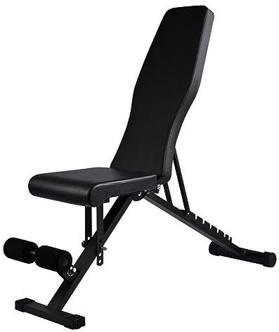 T-LOVENDO.ES Banco de Ejercicio o Musculación Plegable Ligero Multifunción Para Pesas y Mancuernas Ajustable de Abdominales Gimnasio Entrenamiento en casa, Múltiples Posiciones Espalda, Pecho, Piernas