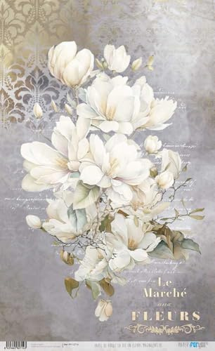 Papers For You Papel de Arroz 54x33 cm 25-30 gr. (La Vie En Fleurs Magnolias IV)