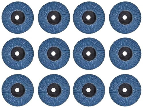 12 discos abrasivos, discos abrasivos de 3 pulgadas, 75 mm, disco de láminas de 120 granos, disco plano para metal, acero, madera, disco de lijado, disco de lijado, mopa, disco plano, color azul