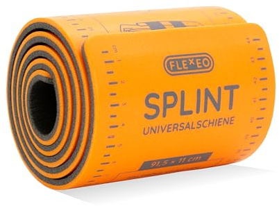 FLEXEO splintskena (rullad) 91 × 11 cm | Klippbar och återanvändbar immobiliseringsskena för fixering och stabilisering av skador | för utomhus, vandring vid fraktur och påfrestning
