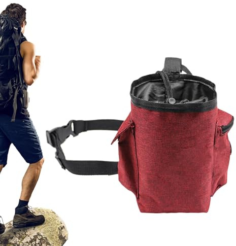 Sac à craie pour escalade, sac à craie pour boulder, sac de rangement avec poche zippée et ceinture réglable, sac avec cordon de serrage, paquet d'organisation pour homme et femme