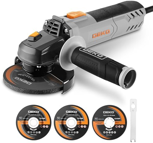 Angle Grinder Power Tool: DEKOPRO 115mm 900W Corded Electric Angle Grinder with 2 Grinding Discs 1 Cutting disc - for Cutting,Polishing and Grinding Short Handle