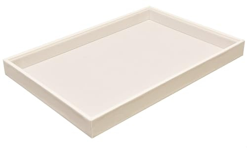 JETEHO Beige Velvet Jewelry Tray for Drawers Jewelrys Display Tray Stackable Jewelry Organizer Trays for Necklace Bracelet Ring Watch (1 Pack)