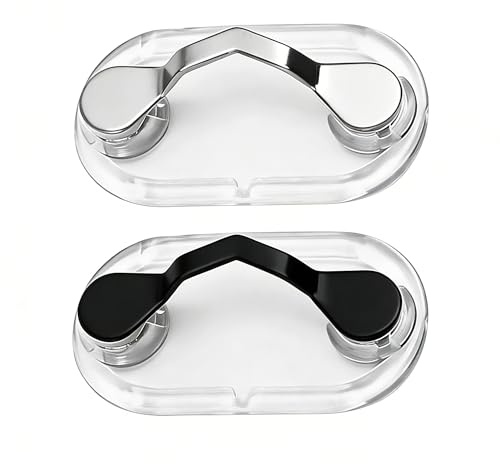 Magnetic Glasses Holder, Strong Magnetic Spectacle Clip for Men & Women, Secure Stainless Steel Eyewear Hook for Sunglasses, Reading Glasses, ID Cards & Earphones, Hands-Free (2 pcs black and silver)