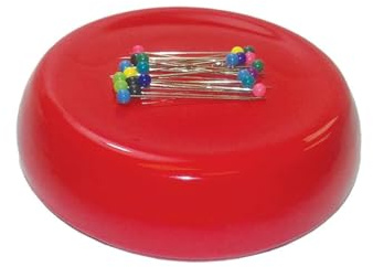 Grabbit Magnetic Sewing Pincushion with 50 Plastic Head Pins – Magnet Pin Organizer for Quilting, Embroidery, Needles, Bobby Pins, & Craft Storage, Red