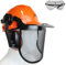 RocwooD Orange Chainsaw Helmet Safety Hard Hat With Full Mesh Visor & Ear Defenders Forestry Protective Gear For Petrol Or Electric Brush Cutter Chain Saw Strimmer PPE Equipment Free Goggles