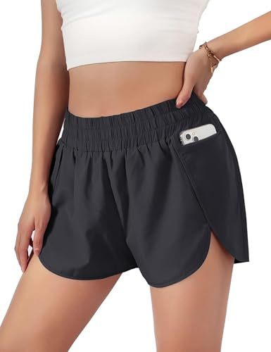 Blooming Jelly Womens Quick-Dry Running Shorts Sport Athletic Active Workout Shorts with Pockets 1.75 (Medium, Black)