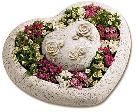 SHACAMO Pflanzschale,Pflanzgefäss in Herzform mit Rosenmotiven (28cm x 23cm x 7cm)