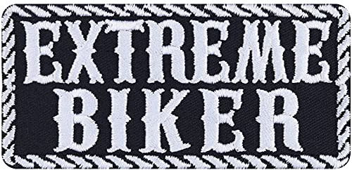 EXTREME BIKER tygmärke cruiser påstryka/patch för att sy på/stryka på | strykbilder motorcykel gåva applikation för jacka/väst/jeans/motorcykelväska | 95 x 45 mm