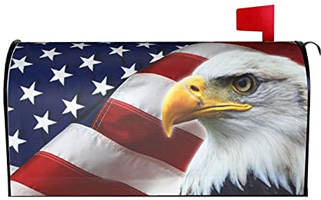 Sweetshow Patriotic American Flag Mailbox Cover Magnetic 21x18 Inch with USA Flag Eagle Decor for Garden Yard Home Decoration