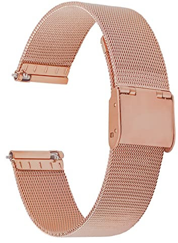 ONKUO Uhrenarmbänder Edelstahl Uhrenarmband für Herren Damen mit Schnellverschluss, Smartwatch Watch Band Armbänder Ersatzarmband Silber Rosegold Schwarz 22mm 20mm 18mm