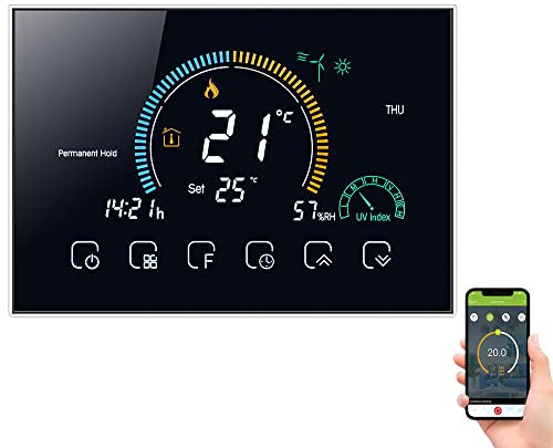 Kavolet Termostato programmabile intelligente Wi-Fi, con indice UV/display umidità/funzione di blocco, Controllo APP vocale,LCD retroilluminato