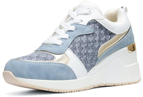 Cestfini Fashion Wedge High Heeled Sneakers for Women, Lace Up Non-Slip Comfortable Sneakers