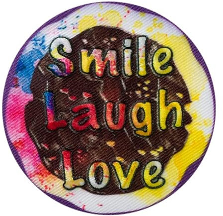 Mono Quick 10038 Smile, Laugh, Love Bügelbild, Patch, ca. 5 x 5 cm Bunt