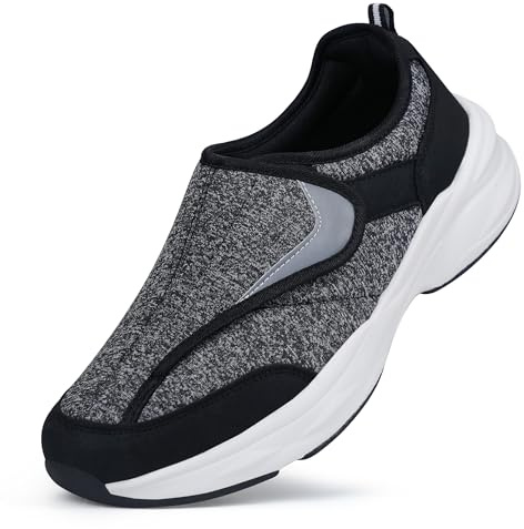 Ortho + Rest Men Diabetic Shoes Swollen Feet Diabetes Walking Shoes Arch Support Orthopedic Sneakers (12,Black)
