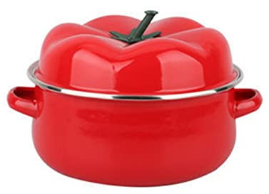 Frying Pan, Braising Pans 1.7L Porcelain Enameled Saucepan Red Tomato Pot for Cooking Noodles Applicable Induction Cooker Soup Pot Kitchenware Casserole Dish (Capacity : 1.7L)(1.7L)