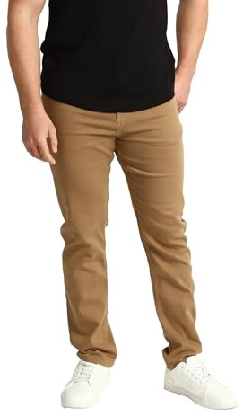 The Perfect Jean Denkhaki Khaki Pants for Men Slim Thick Fit, Stretch Dress Pants for Men (Dark Khaki, 33W x 30L)