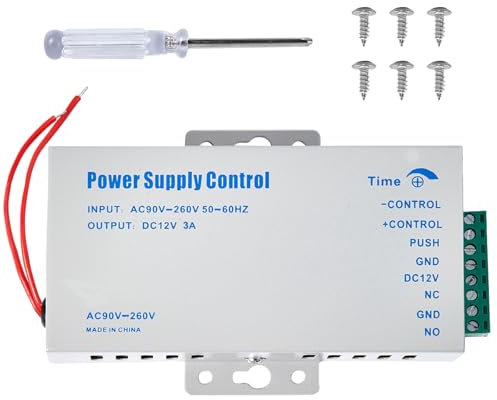Control de la Fuente de Alimentación, AC 110-240V a DC12v 3A para el Sistema de Control de Acceso a la Puerta, Timbre con Vídeo, Lock de Ataque Eléctrico, Candado de Pernos, Cerradura de Electroimán