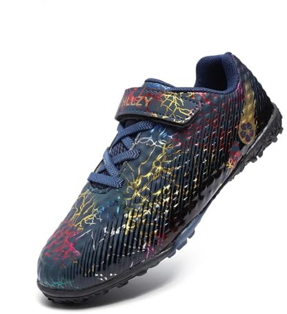 YHLLZY Boys Football Boots Kids Astro Turf Trainers Sports Shoes Profession Competition Outdoor Athletic Sneakers Black 2.5UK