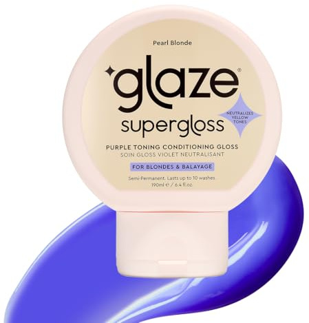 Glaze Supergloss Color Conditioning Gloss – Hydrating Semi-Permanent Color Toning Hair Gloss & Shine Boost – For Light Blonde Hair and Highlights – 6.4 Fl Oz - Purple - Pearl Blonde