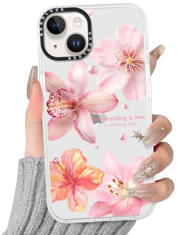 Yoedge Blumen Handyhülle für iPhone 14/iPhone 13 Hülle, Aesthetic Hibiskus Bunt Sommer Muster Niedlich Orchideen Design Mädchen Schutzhülle, Transparent Silikon Case Cover für iPhone13 6,1,Lilien