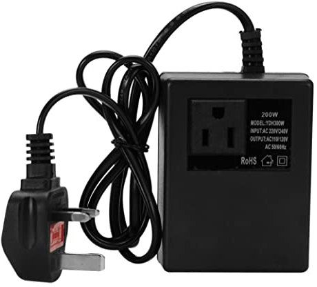 110v Step Down Transformer 220v to 110v 200W Portable Copper Voltage Converter High Conductivity 50/60Hz Travel Adapter UK Plug