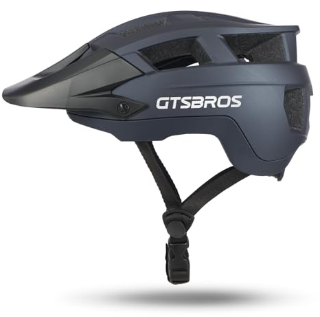 GTSBROS Casco da mountain bike con visiera, leggero, per uomo e donna, con doppia tecnologia Inmould, per adulti (blu marino)