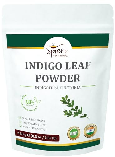 Spierb Indigo Powder for Hair (250 g) | 100 % Pure Indigofera tinctoria Powder | Natural Indigo Hair Dye for Deep Blue → Jet Black Shades | Plant‑Based Alternative to Chemical Black Hair Dye