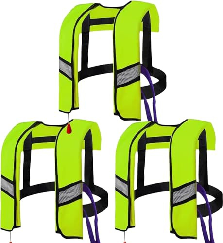 3-Pack Life Jackets for Men Women - 150N Automatic Inflation Swim Vest,Lightweight &Breathable,