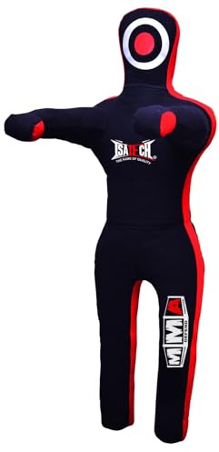 Isatech MMA träningsdummy, professionell brottningsdummy för stridssporter, blå och svart, 1,5 m, 1,8 m (svart, 1,5 m (60 tum)