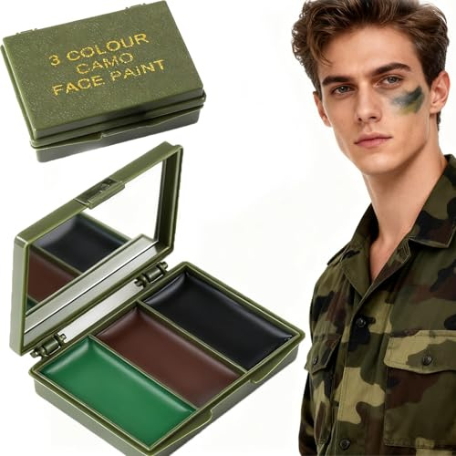 PFSLiang 3 Colores Pintura para Camuflaje Facial de Tres Colore, Mini Kit de Pintura Facial, Maquillaje de Camuflaje CS（Nero, marrone, verde), PSFLiang face cream2