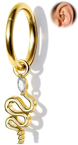 Melighting 16G Serpent Boucle D'oreille Avec CZ Charm 316L En Acier Inoxydable Bijoux De Piercing De Sourcils Boucle D'oreille De Lobe Pour Femmes Hommes 6mm/8mm