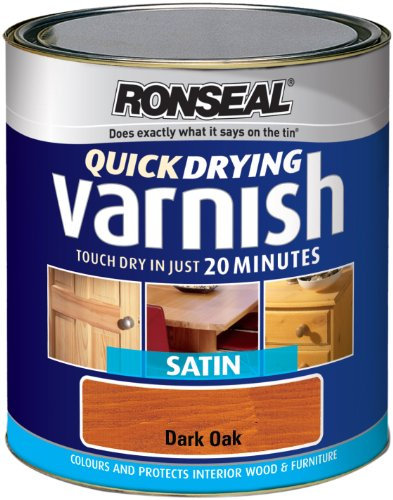Ronseal QDVSDO250 250ml Quick Dry Varnish Coloured Satin - Dark Oak