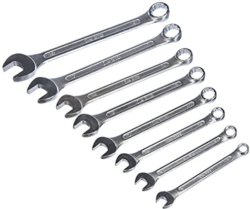 Mannesmann - M 130-08DIN - Juego de llaves combinadas de boca y estrella, 8 piezas, 8-19 mm, CV, GS