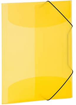 HERMA A3 Translucent Yellow File Folder, 3 Pocket, Modern Style, Plastic Material, 44 x 33.5 x 0.4 cm, 50-100 Sheets Capacity, Top Loading, Straight Cut