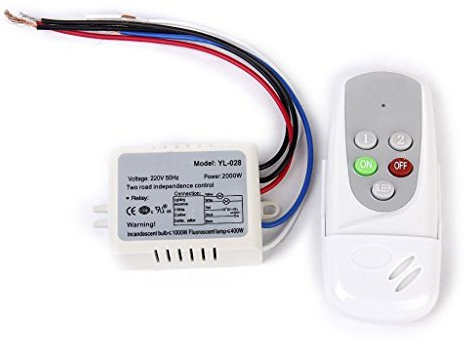 NAMVO Wandschalter und Fernbedienung 2-Wege-On/Off-Digital-220V-240V Wireless Switch Licht Funk, Drahtloser Wandschalter zur Deckenventilator-/Lichtsteuerung