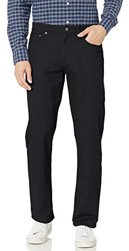 Amazon Essentials mäns avslappnad passform 5-ficka stretch twillbyxor, svart, 30 W x 32 L