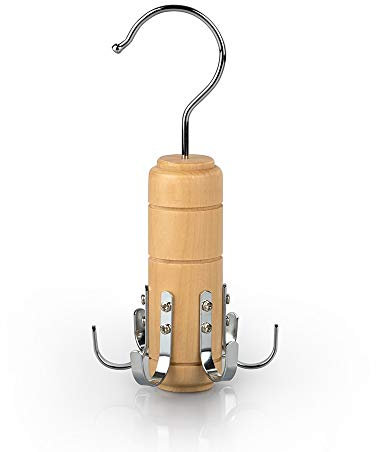 SUNTRADE Kleiderbügel aus Holz für Gürtel, Krawatten, Schals, Tanktop und Schmuck (1, 6 Haken)