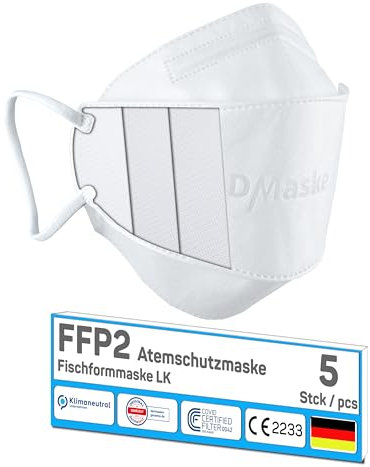 faciemF, 5x Mascarillas FFP2 Blanco | protector bucal | protección respiratoria | respirador | Amigable con la piel - Transpirabl | EN 149:2001+A:2009, CE 2233 GEPTEST