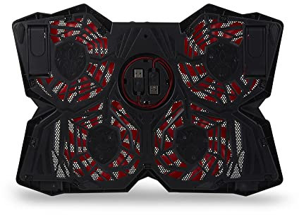 SureFire Bora Gaming Laptop Cooling Pad - laptop cooler 12-17 - laptop fan cooling pad - cooling base for laptops - external notebook fan up to 1200 rpm - max 26 dBA - red I powered by Verbatim