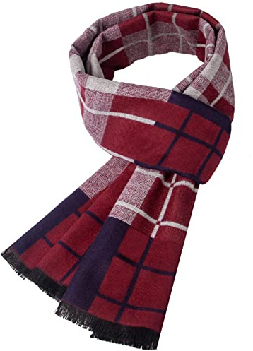 Justay Sowarm Mens Plaid Cashmere Feel Winter Scarf for Casual Wear | Soft Warm Scarf for Men, Fashionable Geometric Design. Versatile for Business and Daily Outfits, Mens Thoughtful Winter Gift