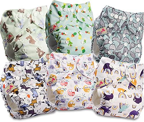 Littles and Bloomz FLP2-0603 - Pannolino lavabile per bambini, riutilizzabile, con bottoni a pressione standard, confezione da 6 pannolini