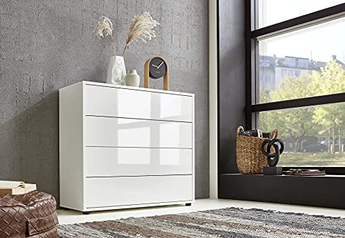 BMG Möbel Schubkastenkommode Mailand 3 Anrichte Sideboard für Schlafzimmer, Wohnzimmer und Garderobe, (Weiß)