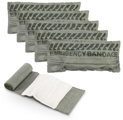 RHINO RESCUE 6 Vendaje israelí, Asociación Israelí, Vendaje de presión para heridas, Médico, Estéril, Cajas de vendaje médico con IFAK (5 PCS)