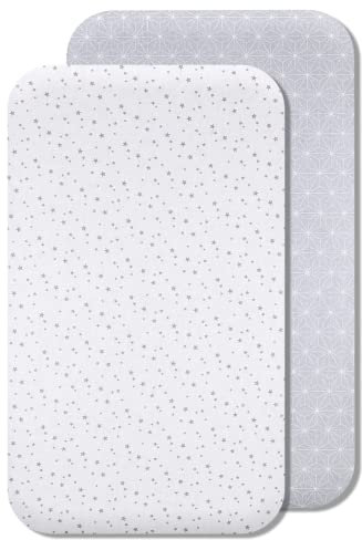 Sábanas Minicuna 100% Algodón – Sabanas Minicuna Compatible con Kinderkraft Neste Up (90 x 55 cm, Constelación Gris)