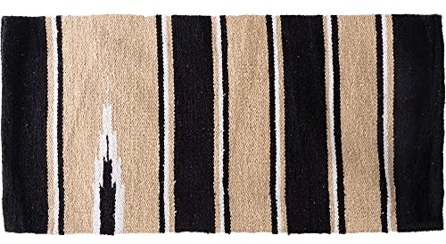 Dura-Tech Woven Navajo Western Saddle Blanket for Horses | Lightweight Horse Saddle Blanket | Colorful Acrylic/Cotton Blend Saddle Blanket | Versatile Use | Color Black/Tan | Size 32 X 32
