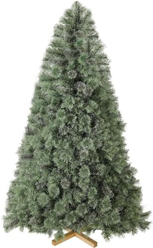 180cm Künstlicher Weihnachtsbaum, Nordmanntanne Premium, Naturgetreue Vorbehandelte Kiefernnadeln, Dichte Zweige, Tannenbaum mit Handgefertigtem Holzständer, 510 Spitzen